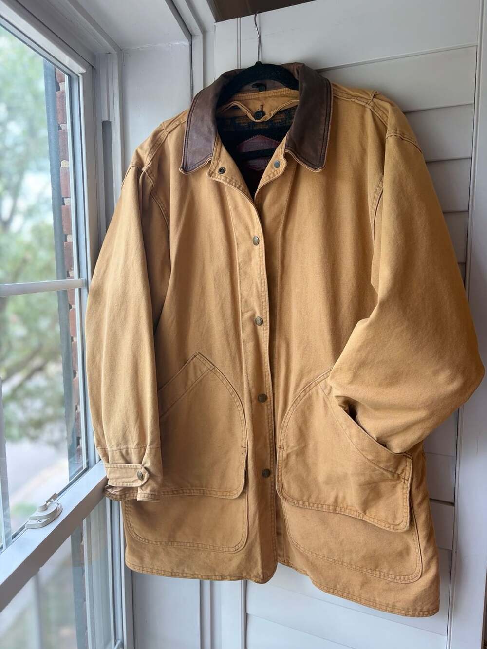 90s Fisherman Western Barn Coat English Country Canvas Field Blanket Lined